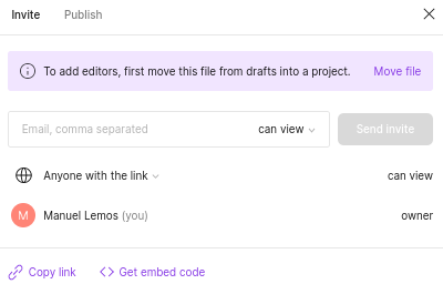 Figma Share Project screen
